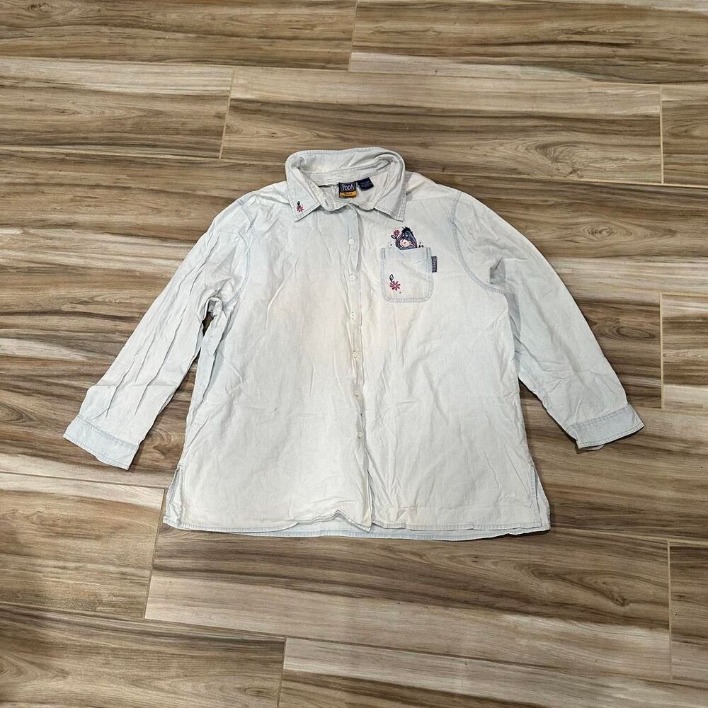 Disney Eeyore Women's White and Blue Shirt - Picture 2 of 5
